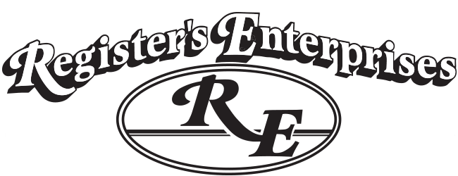 Logo of Register's Enterprises heavy equipment company servicing Bay, Washington, Jackson, Calhoun and Gulf counties.